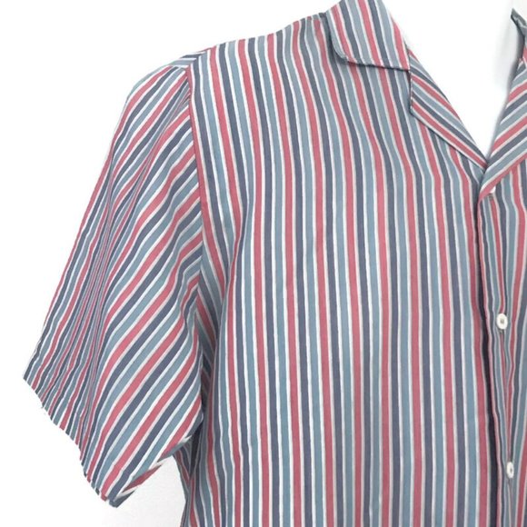 One on One Short Sleeve Button Up Men's Casual Multicolored Striped Shirt Sze M - Picture 3 of 9